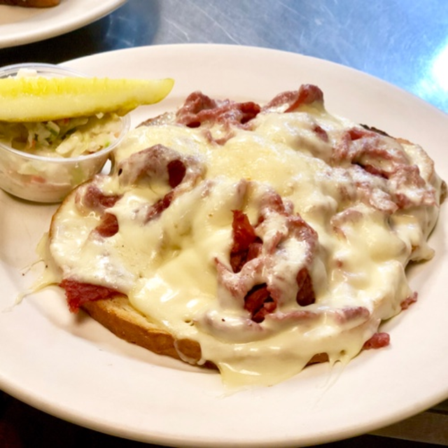 Open Grilled Reuben Sandwich.