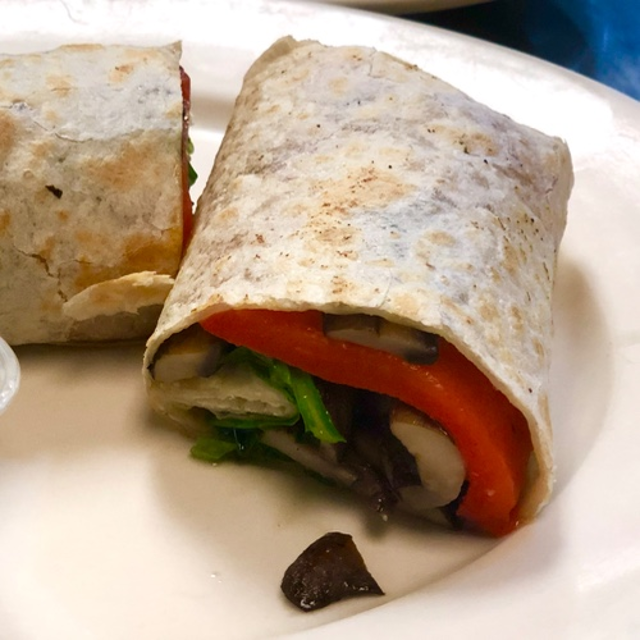 Mushroom Mediterranean Wrap.